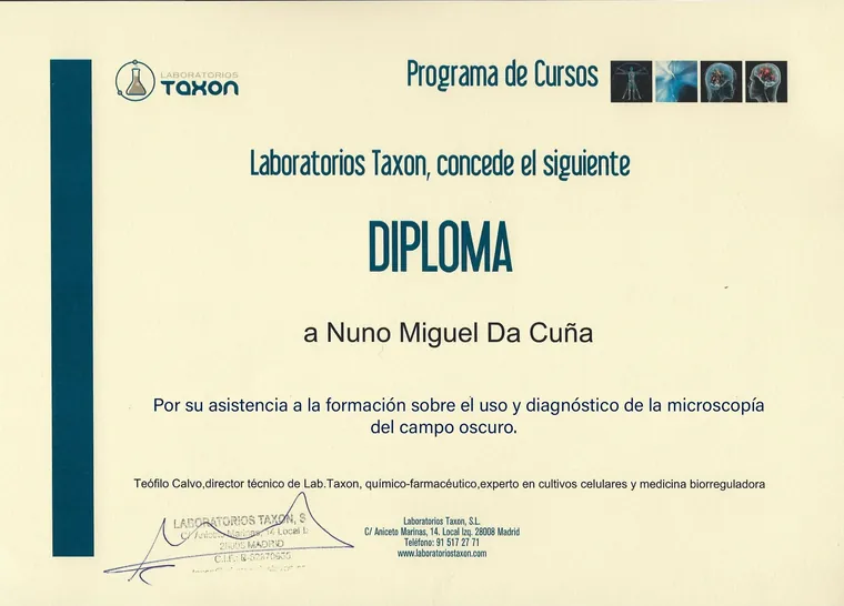 Certificado — Morfologia de Células Vivas